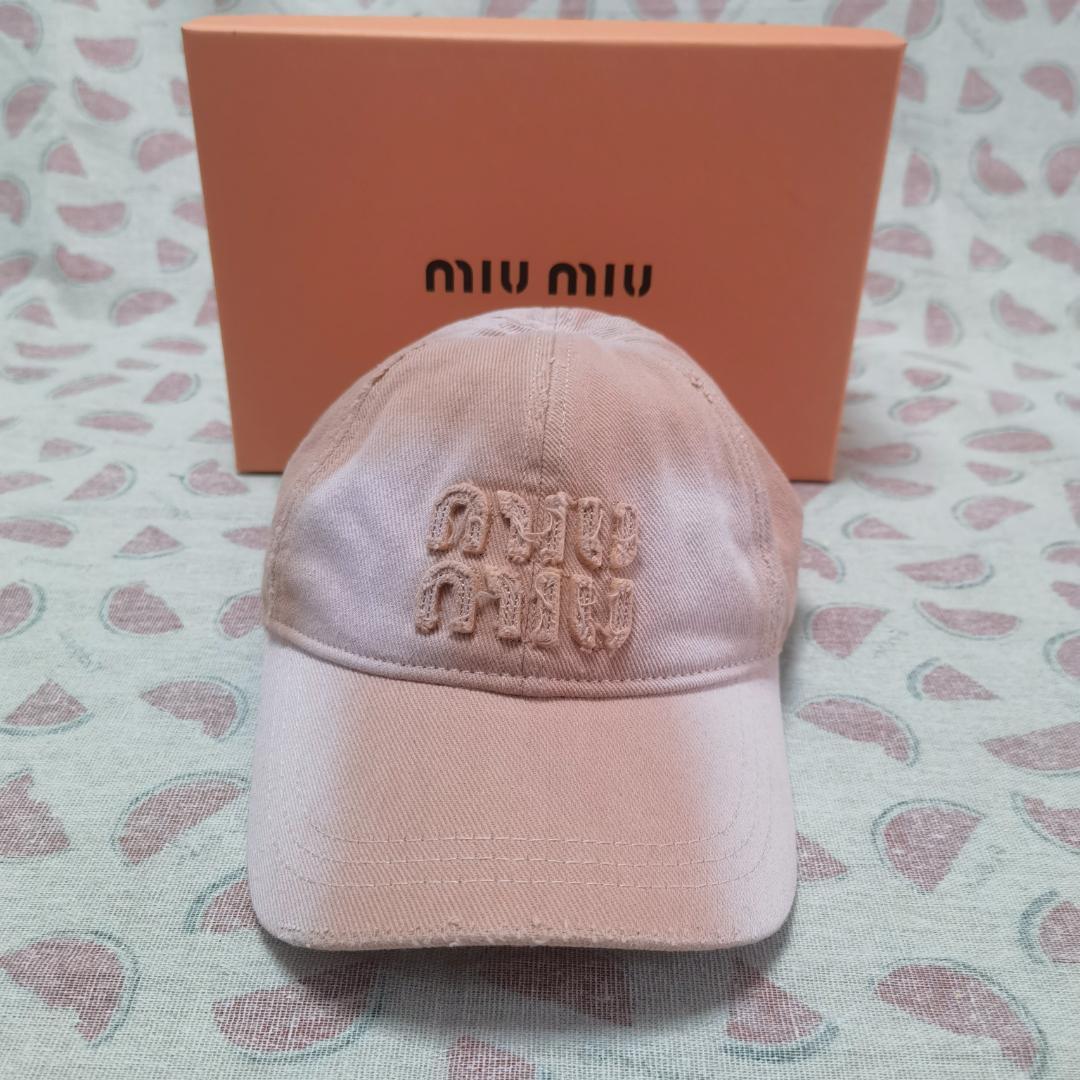 MiuMiu ロゴ入り デニム ベースボールキャップ