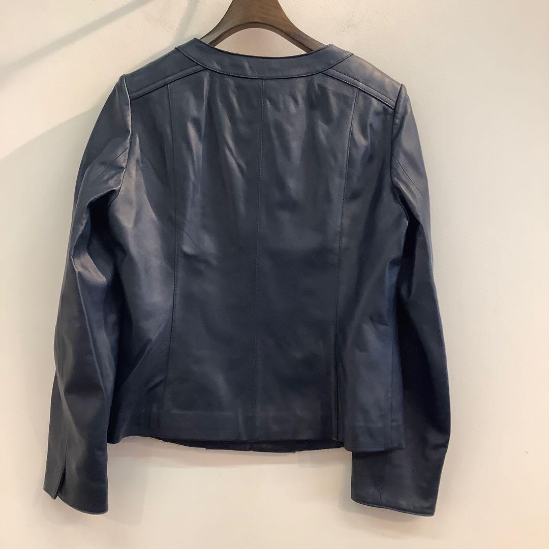 BALMAN バルマン　ラムレザージップアップジャケット　ネイビー　サイズ13