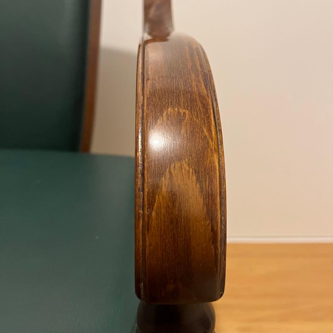 訳アリ カリモク アームチェア 緑レザー 木製椅子 キツツキ　廃盤品　送料込み③