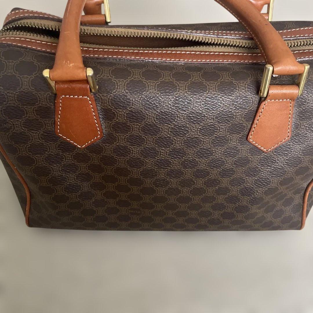 [CELINE美品　セリーヌ　ミニボストン　マカダム柄　トリオンフハンドバッグ