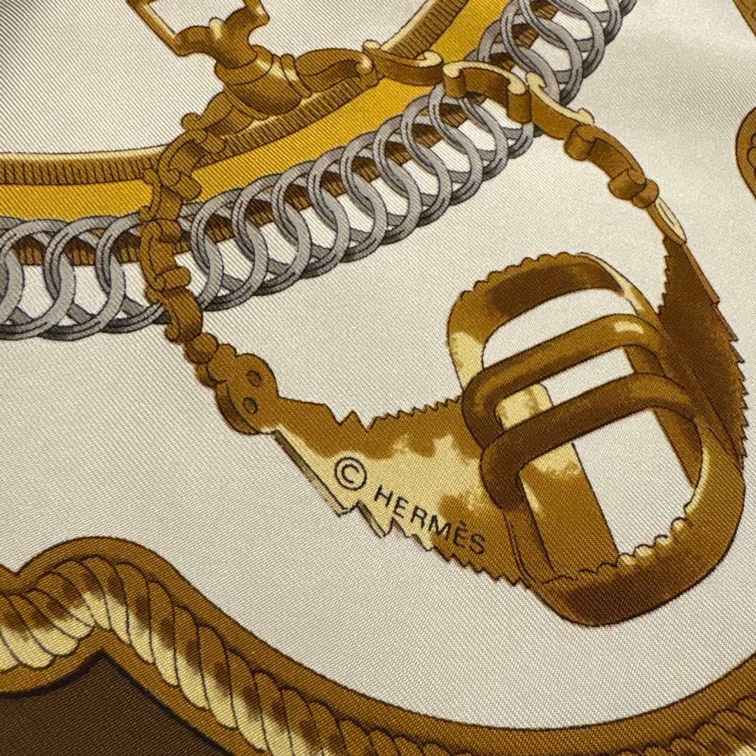 エルメス　シルクスカーフ　87×87 ブラウン系