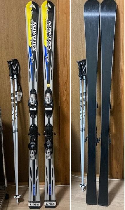 1回使用 サロモンカービングスキー ストリートレーサー4 ストック付き
