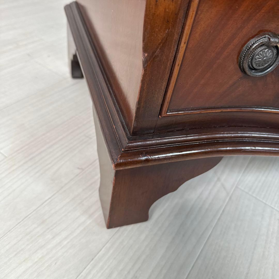 英国 アンティーク サーペンタインフロント サイドチェスト 花台 収納 i4※