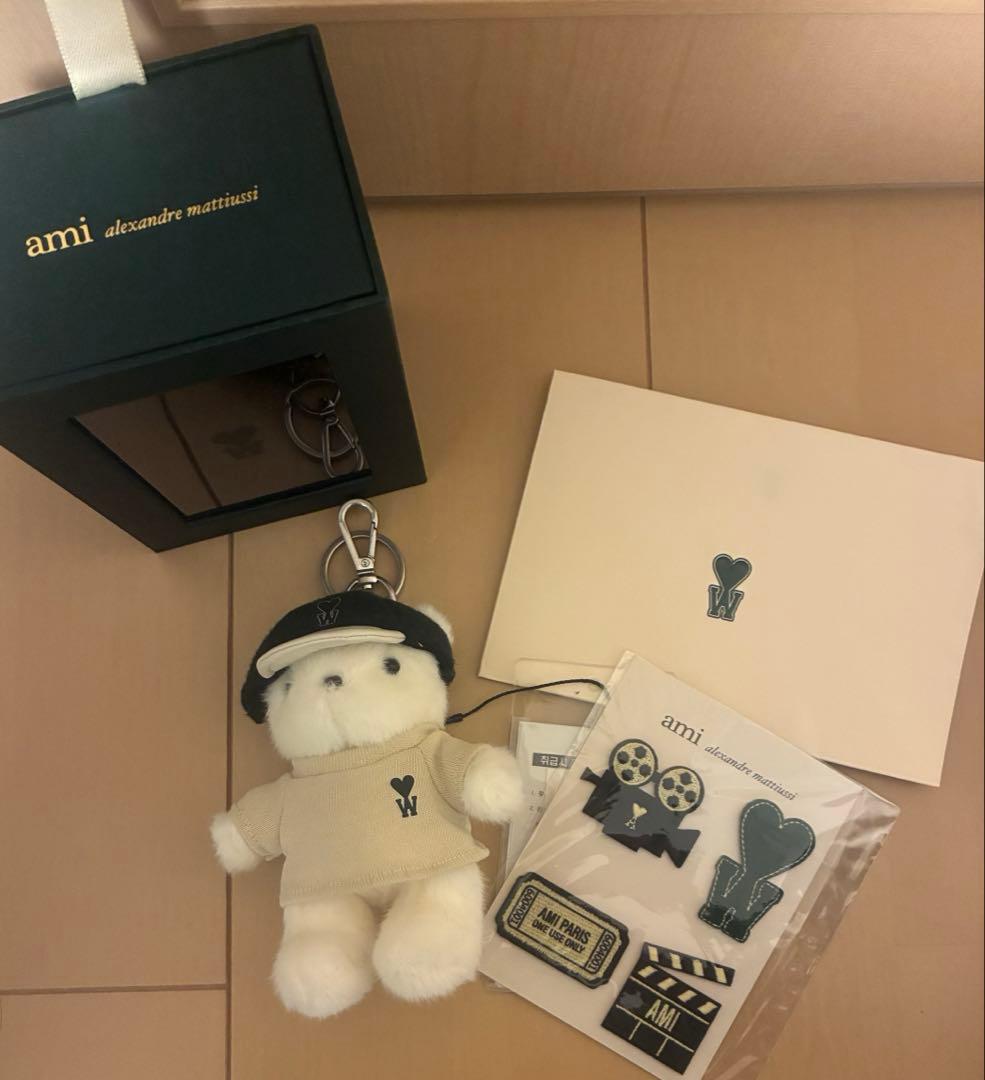 韓国限定 アミ×チェウシク テディベア キーリング ワッペン アミパリ
