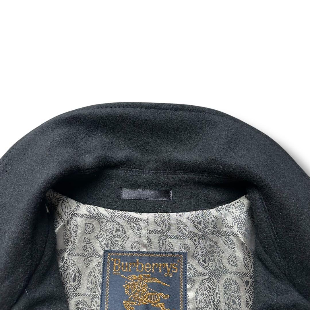 XL相当 ピュアカシミヤ バーバリーズ ステンカラーコート ロング 総柄 黒