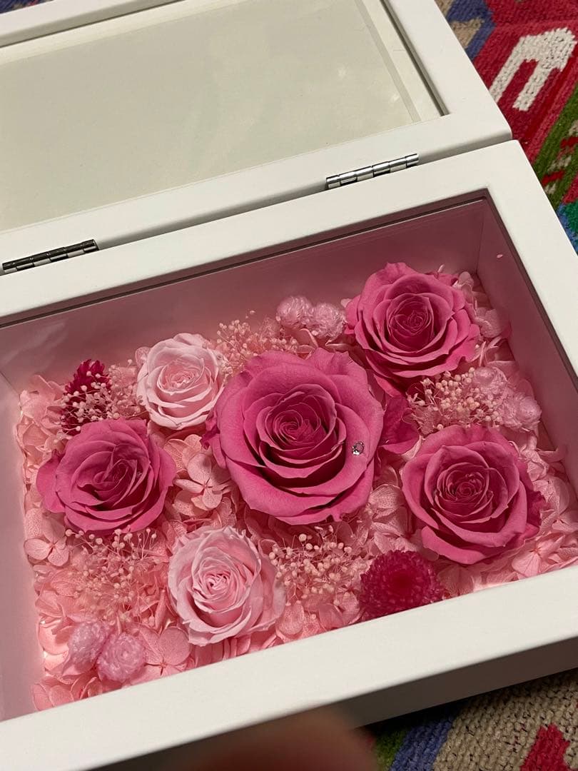 プリザーブドフラワー写真立てフォトフレームピンクバラローズ定価14700円