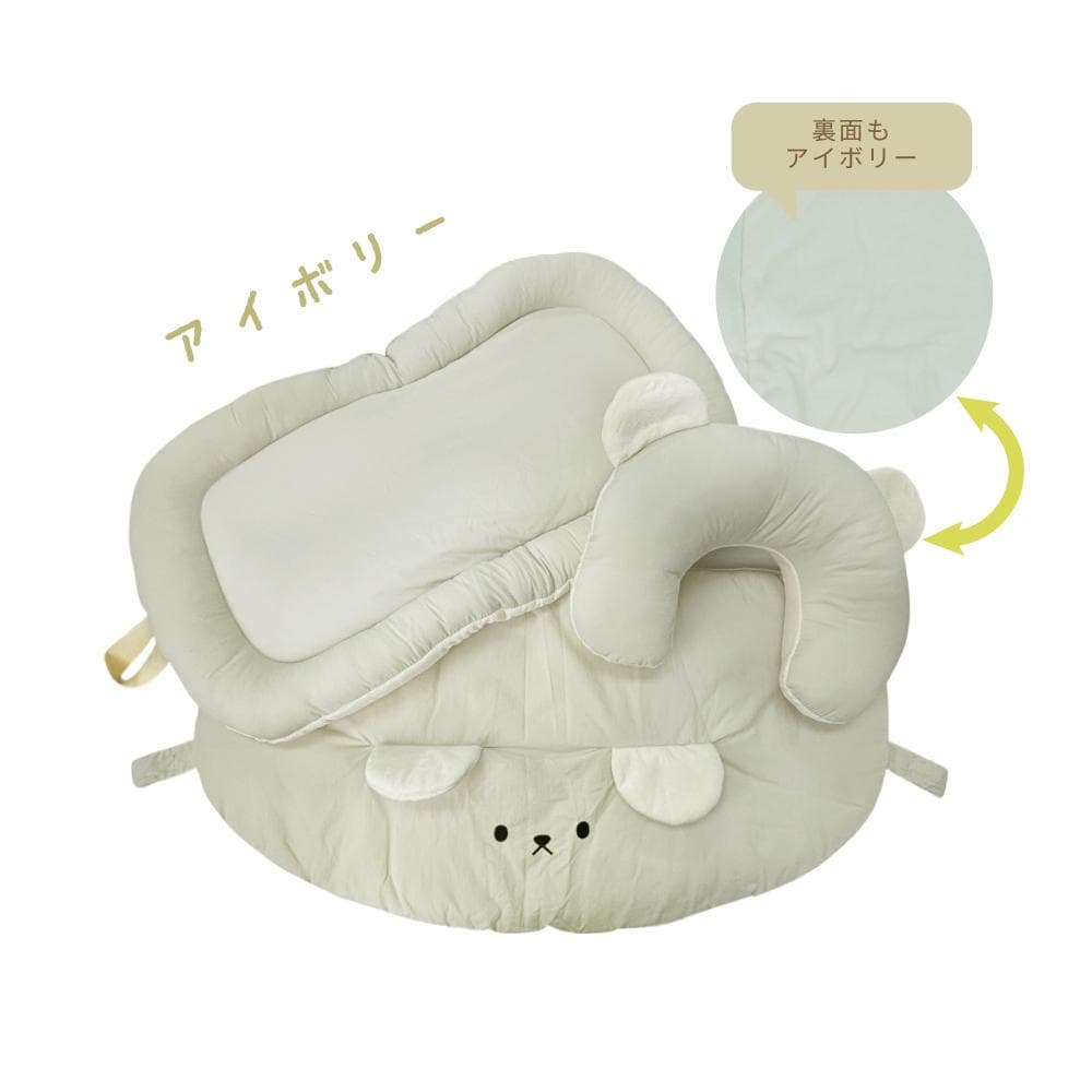 Lサイズ　カーキ×ブラウン ペットカートクッション あごのせ枕 マット 防水