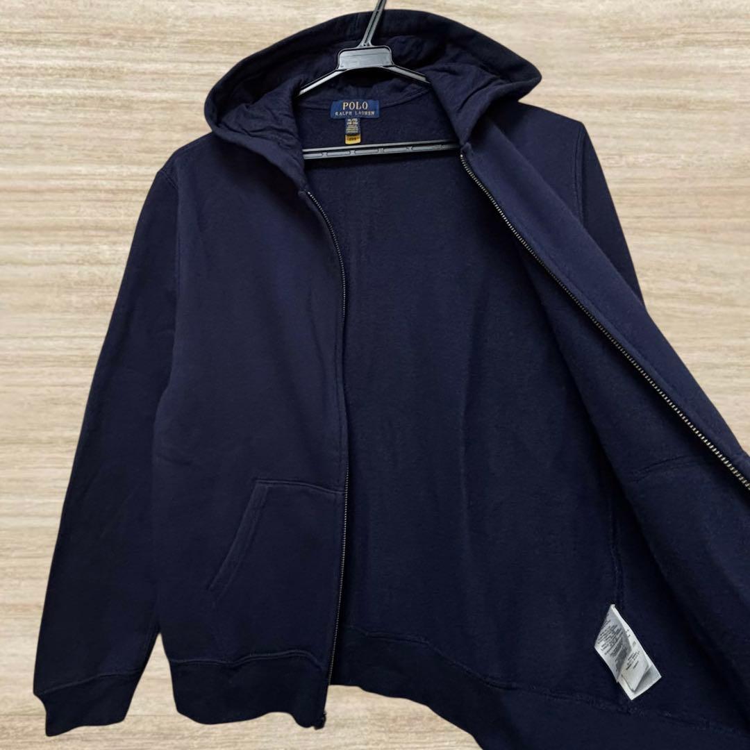 超美品 ラルフローレン ジップパーカー 裏起毛 ネイビー M