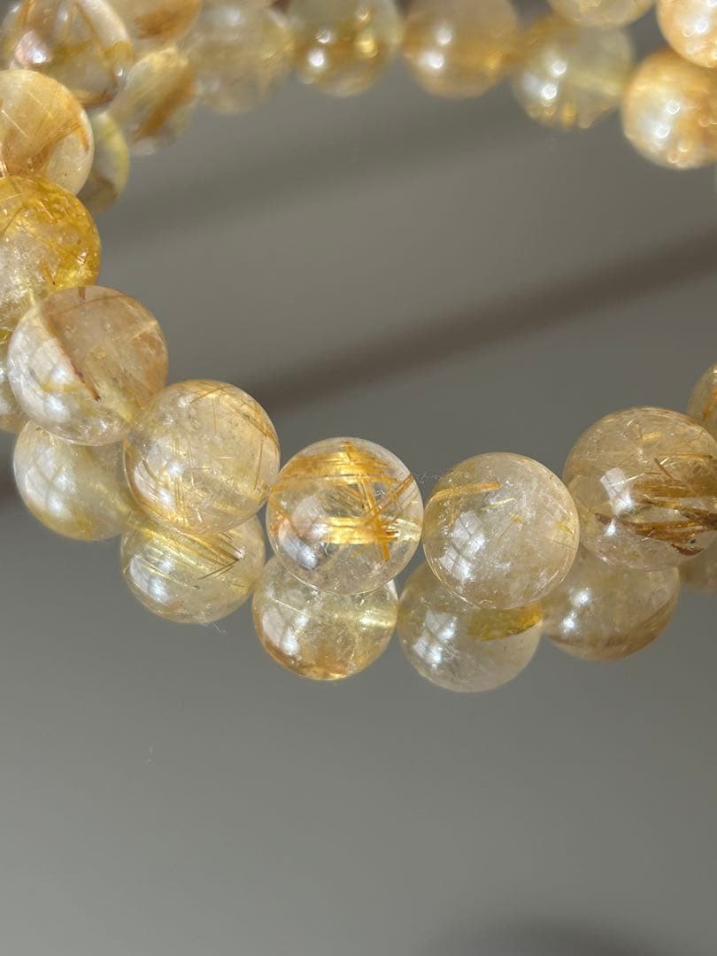 高品質 ゴールドルチルクォーツ ブレスレット 11mm 内径18cm