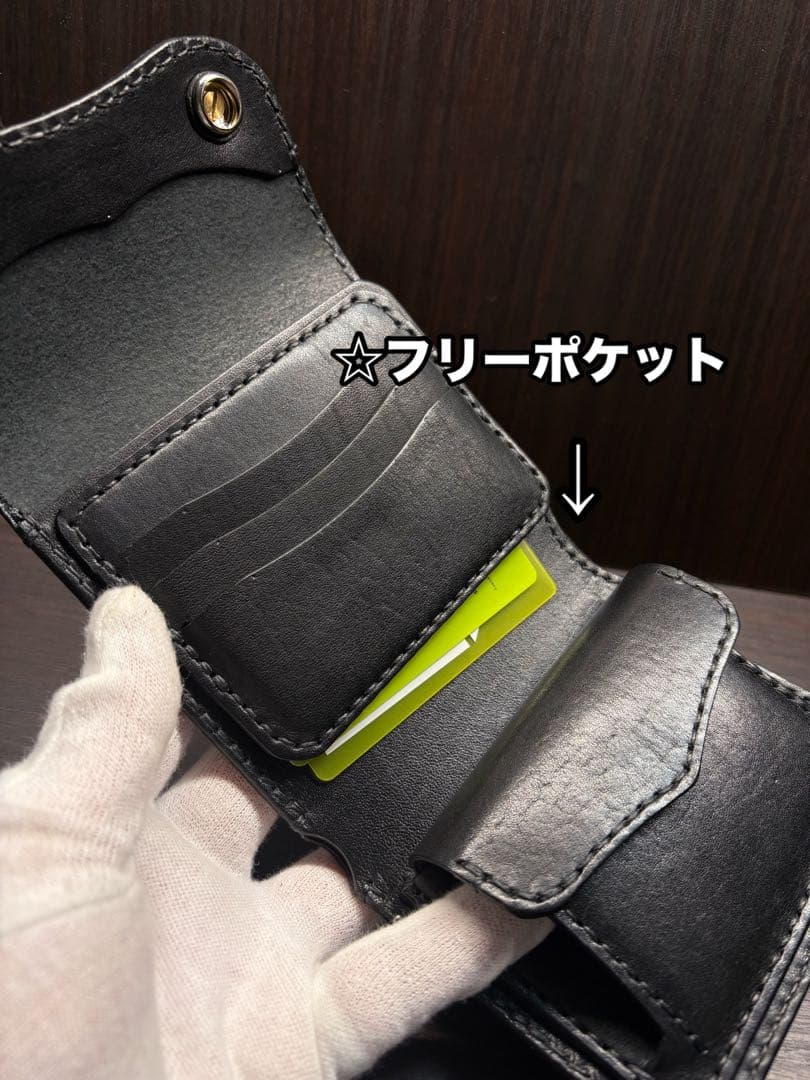 牛ヌメ革　ハンドメイド　折り財布 栃木レザー（ワイルドサドル）メンズ　ライダース