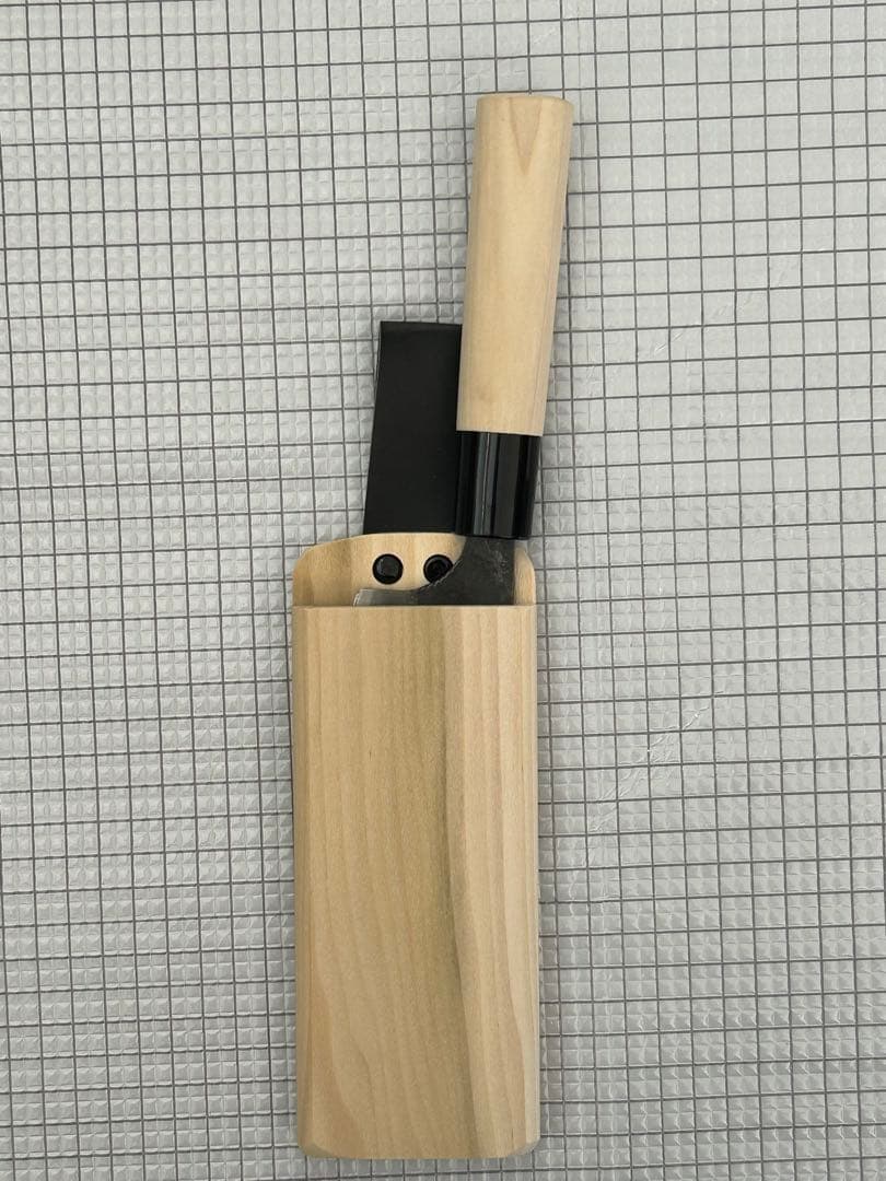 包丁 収穫 黒打 収穫包丁 両刃 木サヤ付 135mm