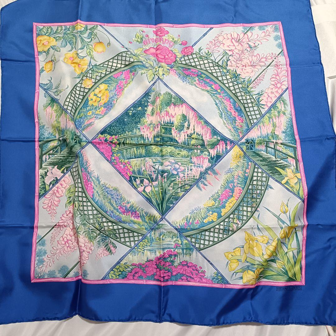 エルメス カレ90 モネの庭 ブルー スカーフ