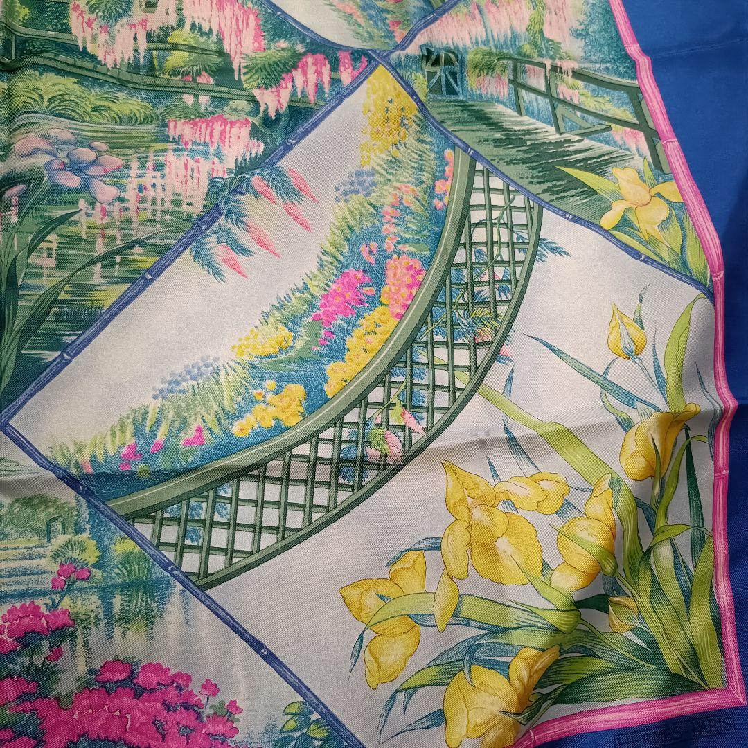 エルメス カレ90 モネの庭 ブルー スカーフ