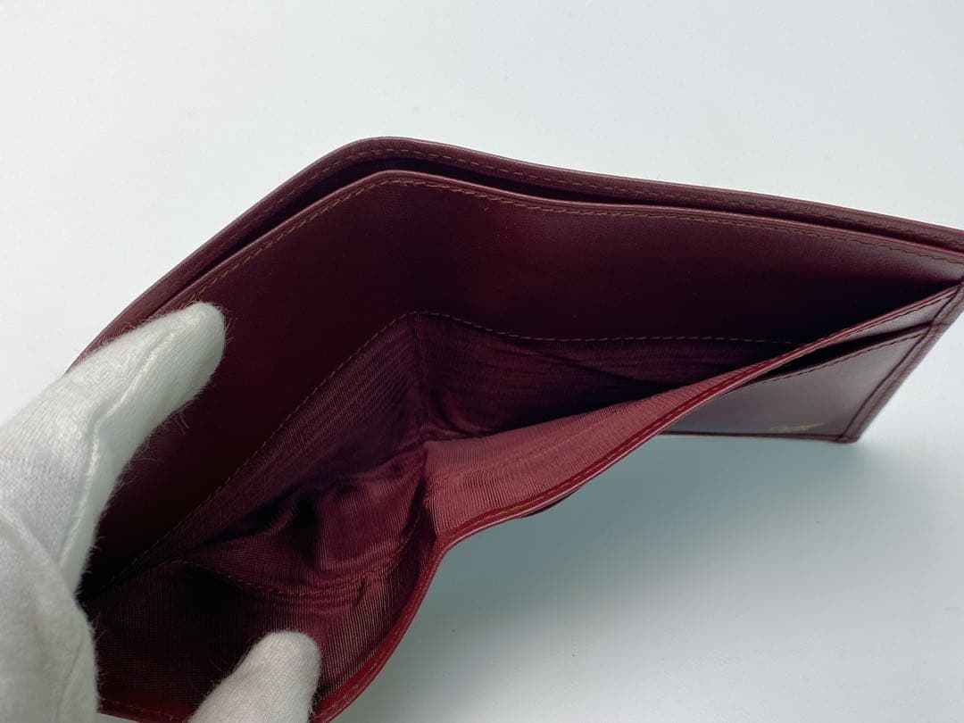 美品 カルティエ Cartier マストライン 二つ折り財布 ボルドー 箱付き