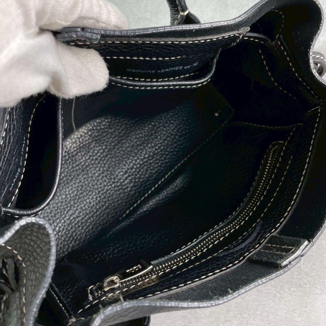 【極美品】トッズ トートバッグ ロゴ レザー 本革 ブラック 黒色