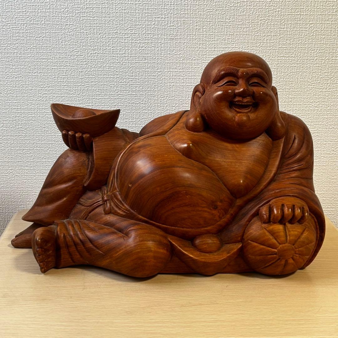 木彫り　特大　布袋様　七福神　置物　商売繁盛　開運