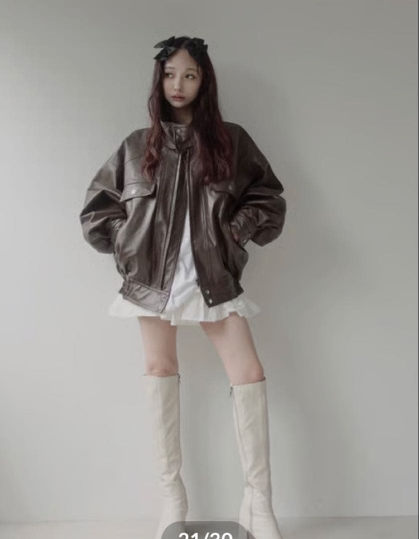 FICTION TOKYO ウォッシュレザーブルゾン