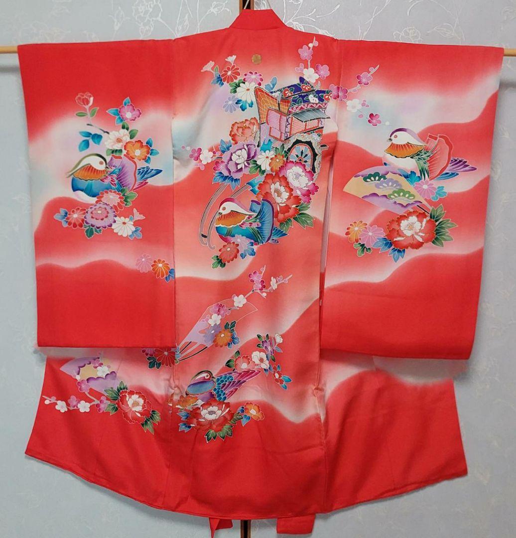 NA136アンティーク子供着物七五三正絹3歳用着丈97センチ裄丈46センチ綺麗