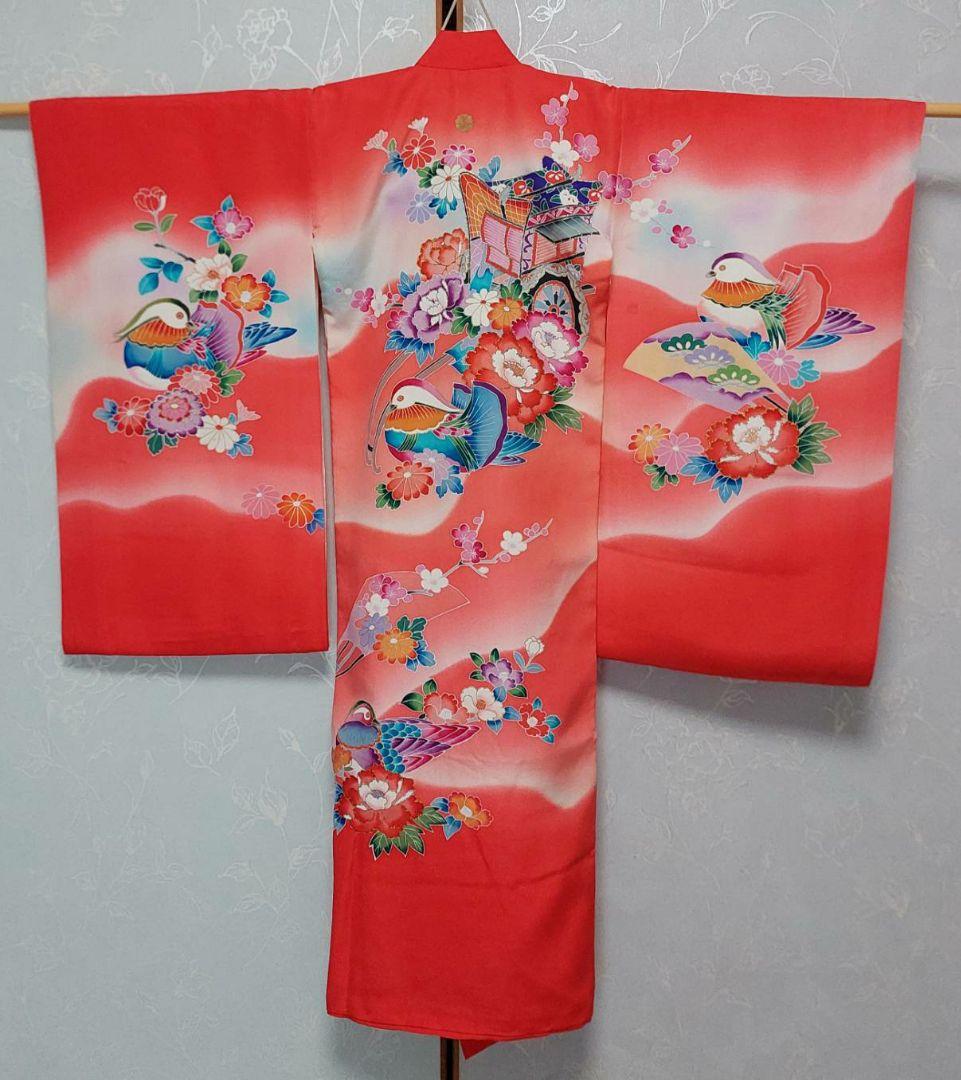 NA136アンティーク子供着物七五三正絹3歳用着丈97センチ裄丈46センチ綺麗