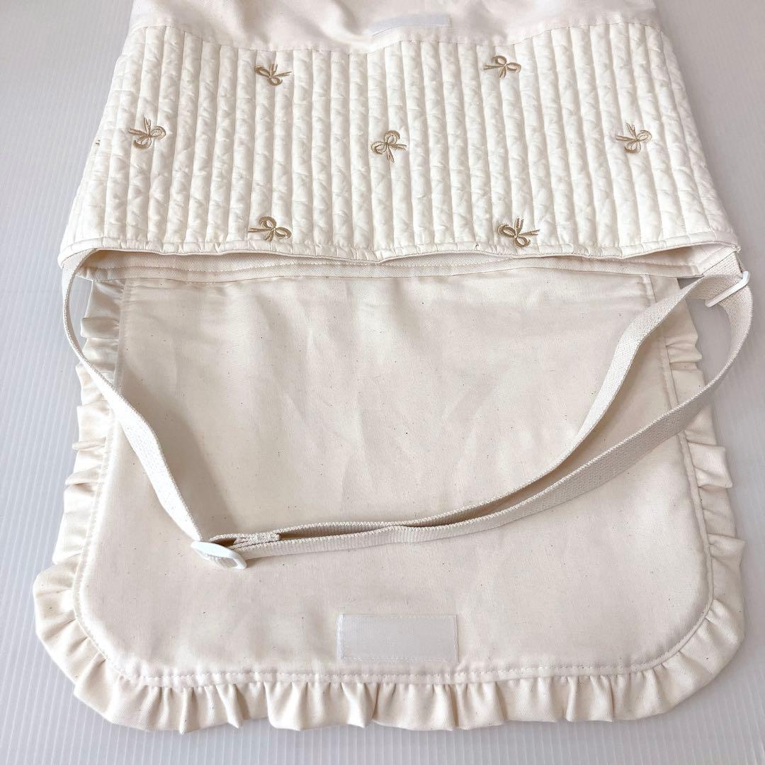 図書バッグ✖️3 ヌビ　リボン刺繍　リボンキルト　ハートキルト