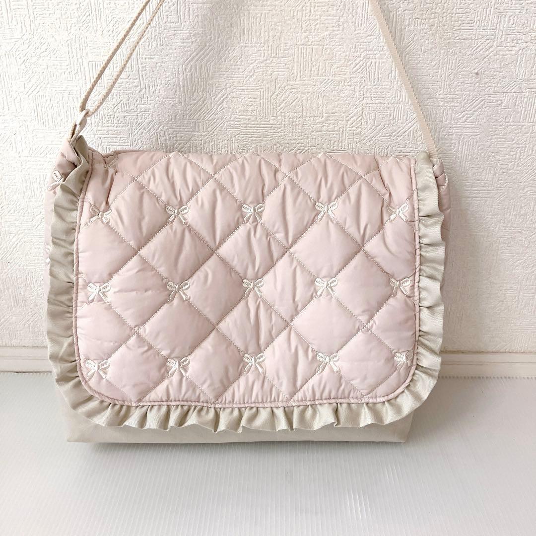 図書バッグ✖️3 ヌビ　リボン刺繍　リボンキルト　ハートキルト