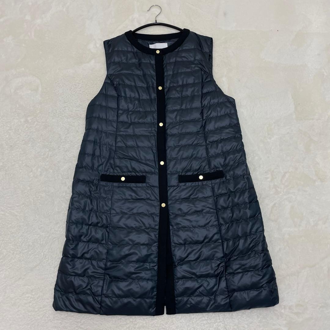 【美品】23AW 自由区 洗えるライトダウンジレ ネイビー 46 大きいサイズ