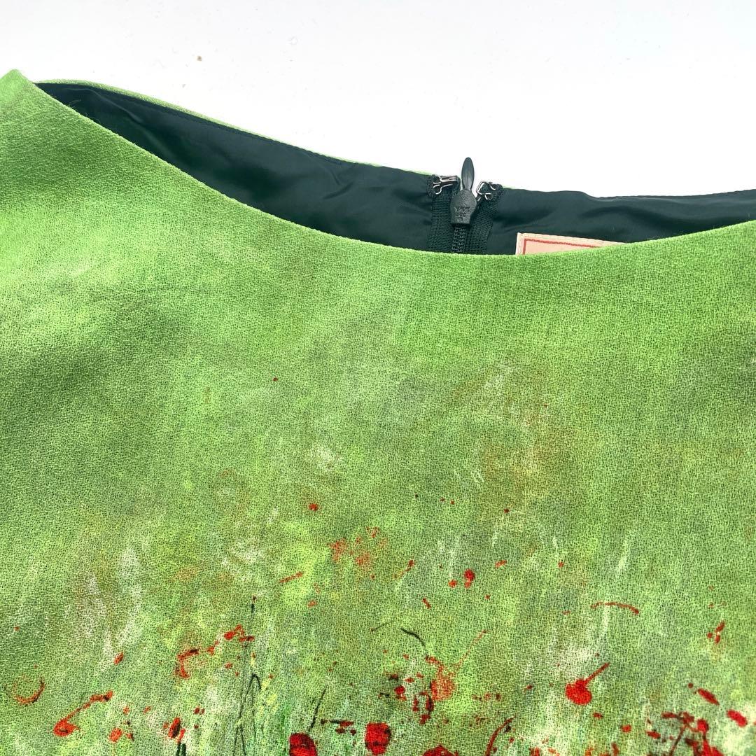 【美品】　シビラ　レッドフラワーベースプリントドレス　ウール　Mサイズ