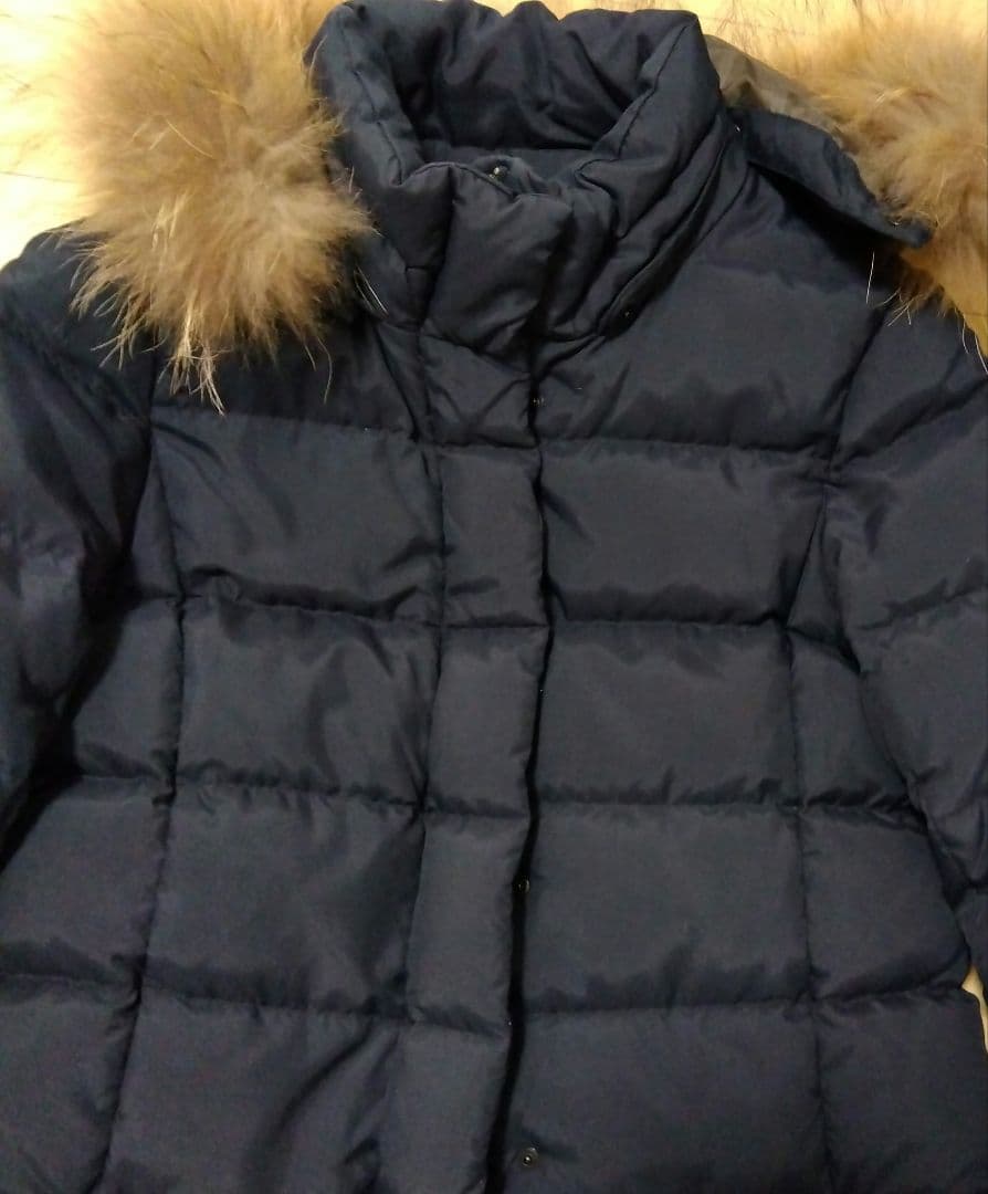 週末限定お値下げ☆AIGLEファー付きネイビーキルティングダウンコート М