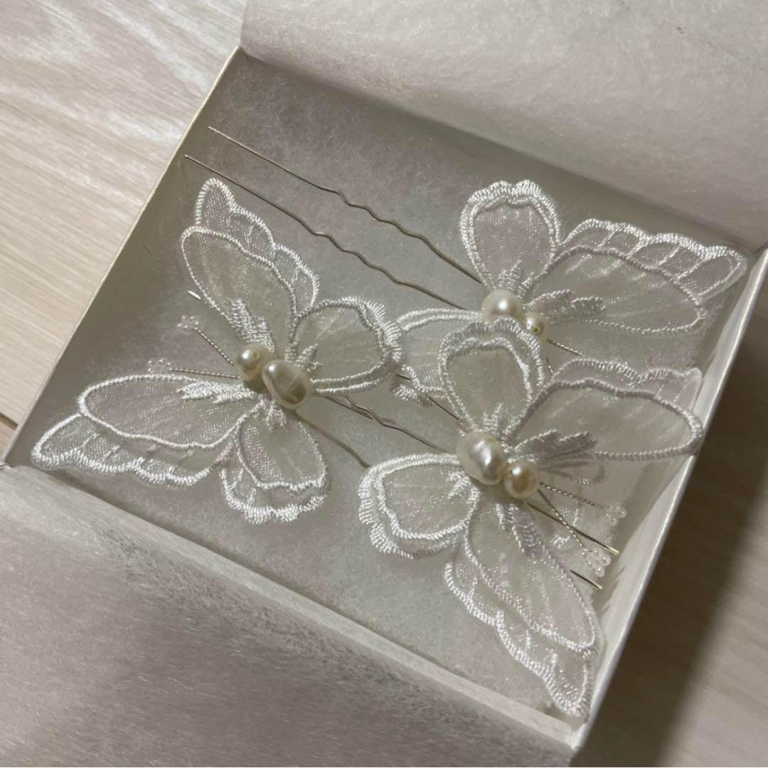 バタフライピン　ブライダル　ヘアアクセサリー　カプリピン　オルガブランカ