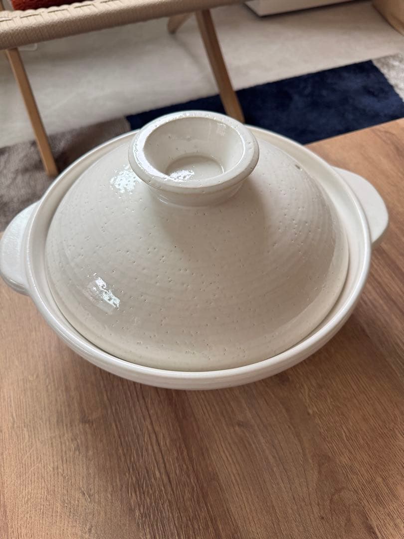 【新品未使用】長谷園 伊賀焼 土鍋 白釉 大 9号