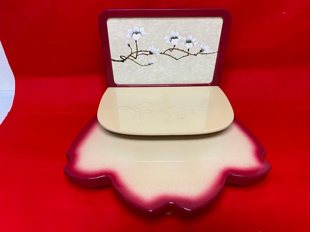 雛人形　草園作　木目込人形　親王五人飾り桜型台