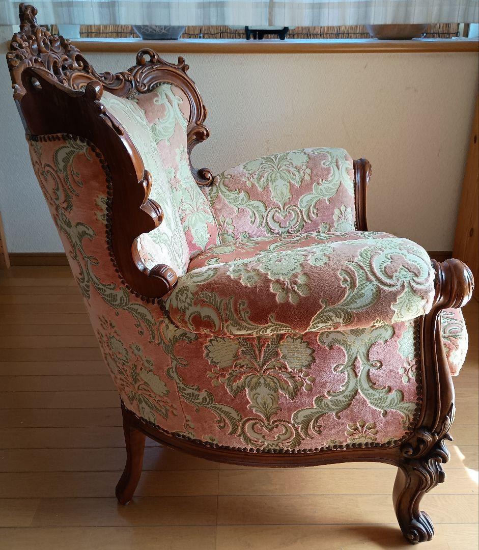 【オーバルD】ロココ調フランスアンティーク肘掛け椅子