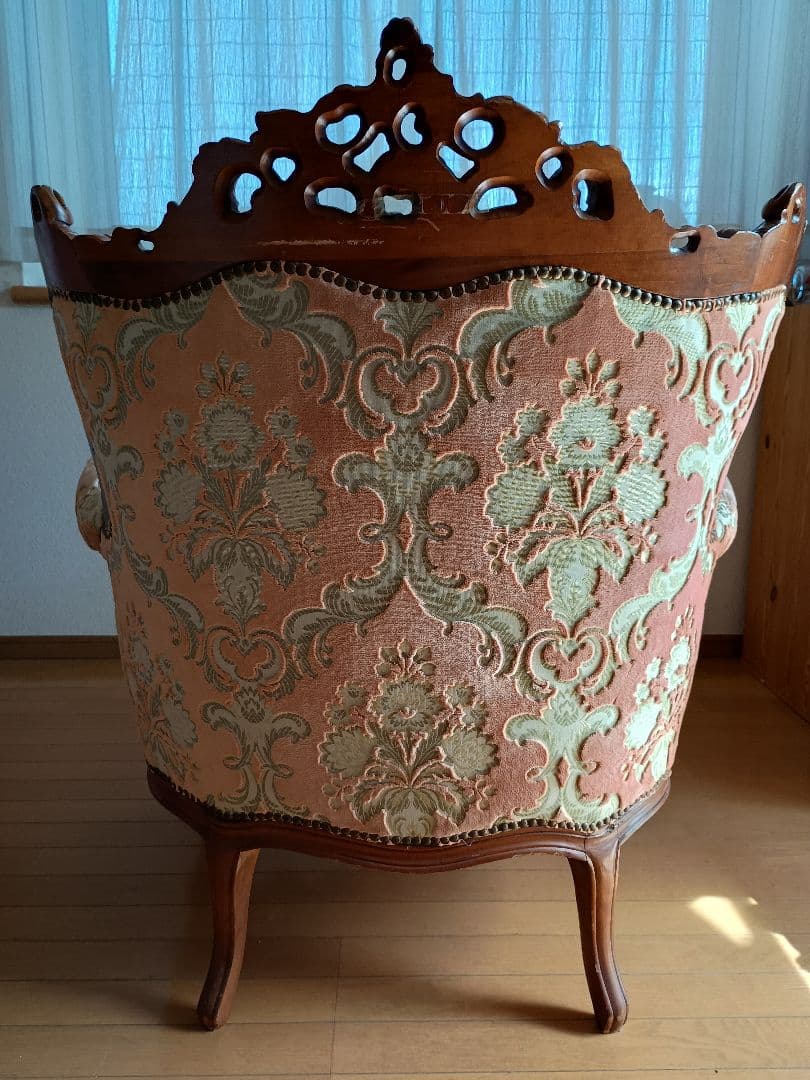 【オーバルD】ロココ調フランスアンティーク肘掛け椅子