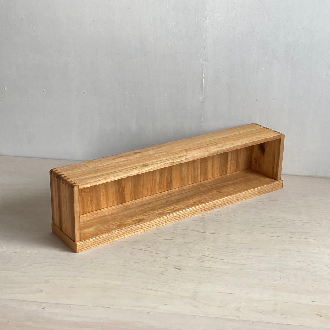 古い木製 横長 オープンラック 展示ケース あられ組み