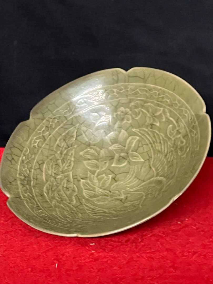 古美術•時代物•龍泉窯青磁茶碗•鉢；西き2-0008