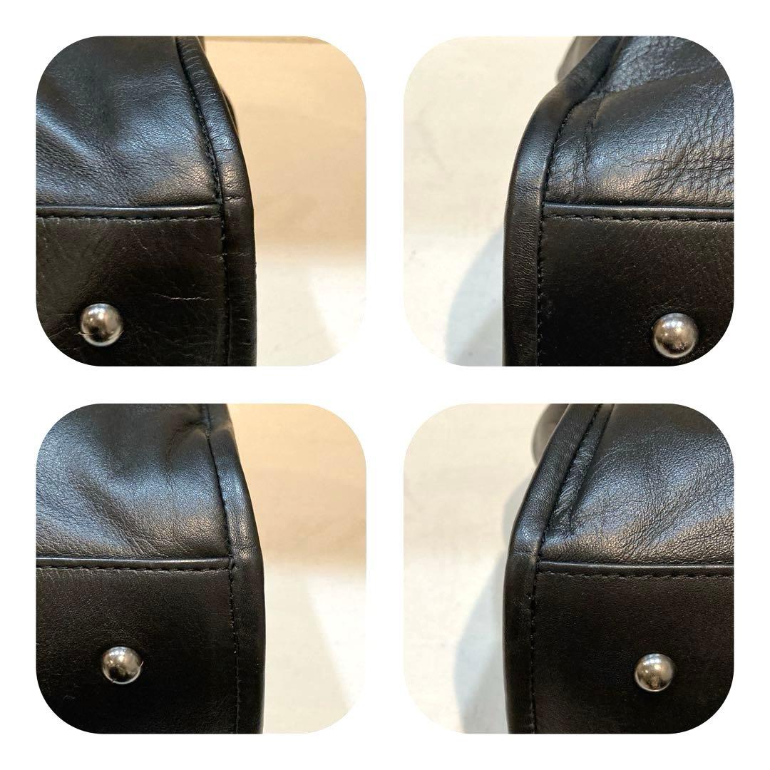 【美品】ear PAPILLONNER エンボスボストンバッグ Lサイズ　黒