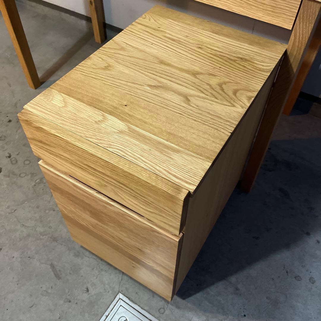 無印★無垢材デスク・オーク材・デスクキャビネットセット