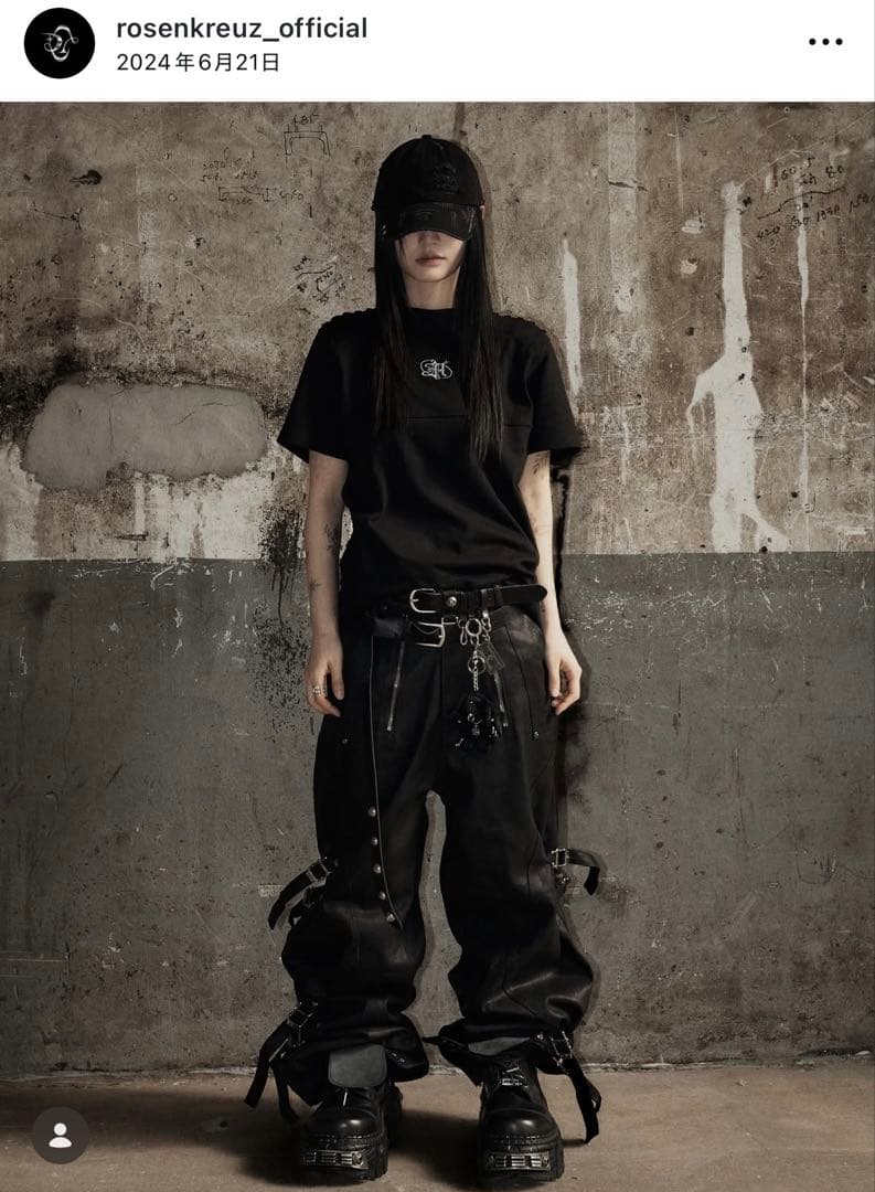 Rosen kreuz サイドベルトビッグワイドパンツ