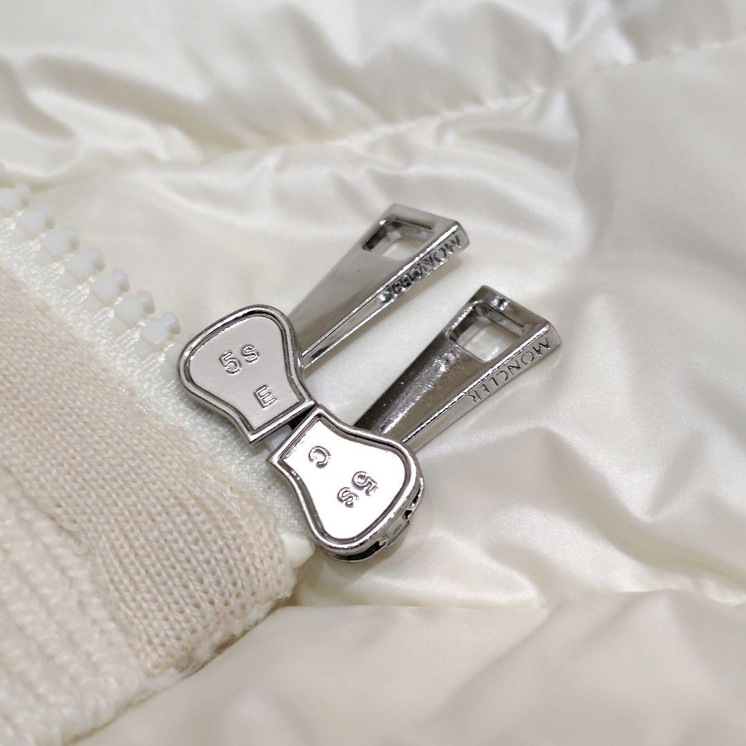 モンクレール カーディガン ニット ダウン レディース 白 アイボリー S