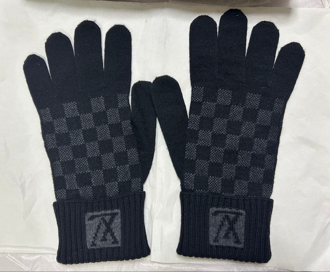 Louis Vuitton ブラック ダミエ柄 手袋