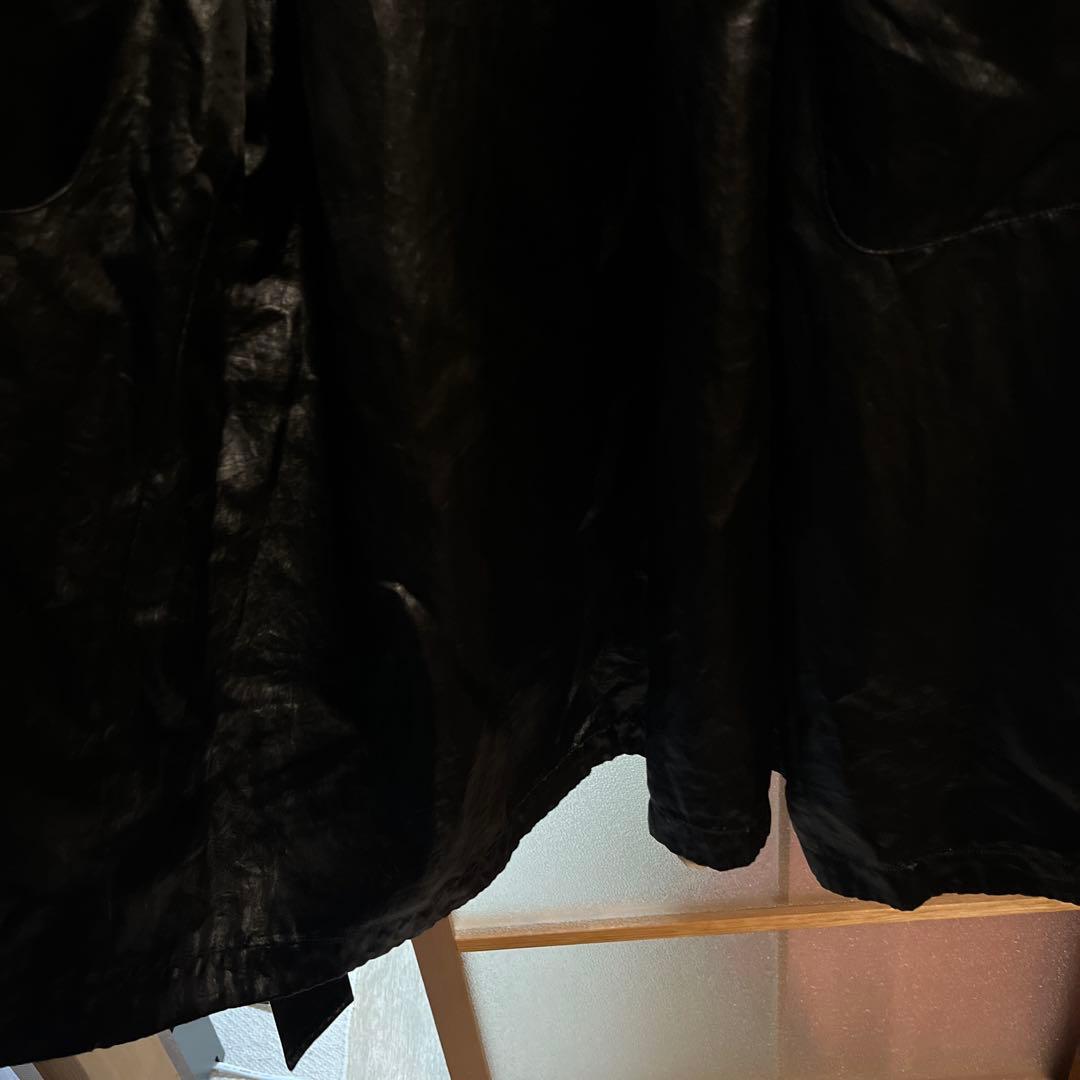 ベージュ/ブラック トレンチコート ロング丈