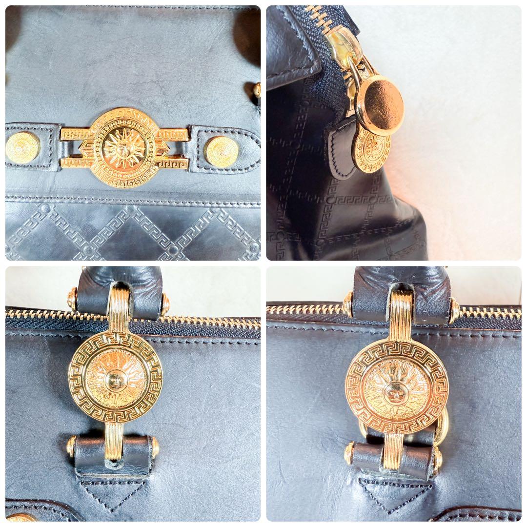 VERSACE ヴェルサーチ ボストンバッグ サンバースト レザー　黒