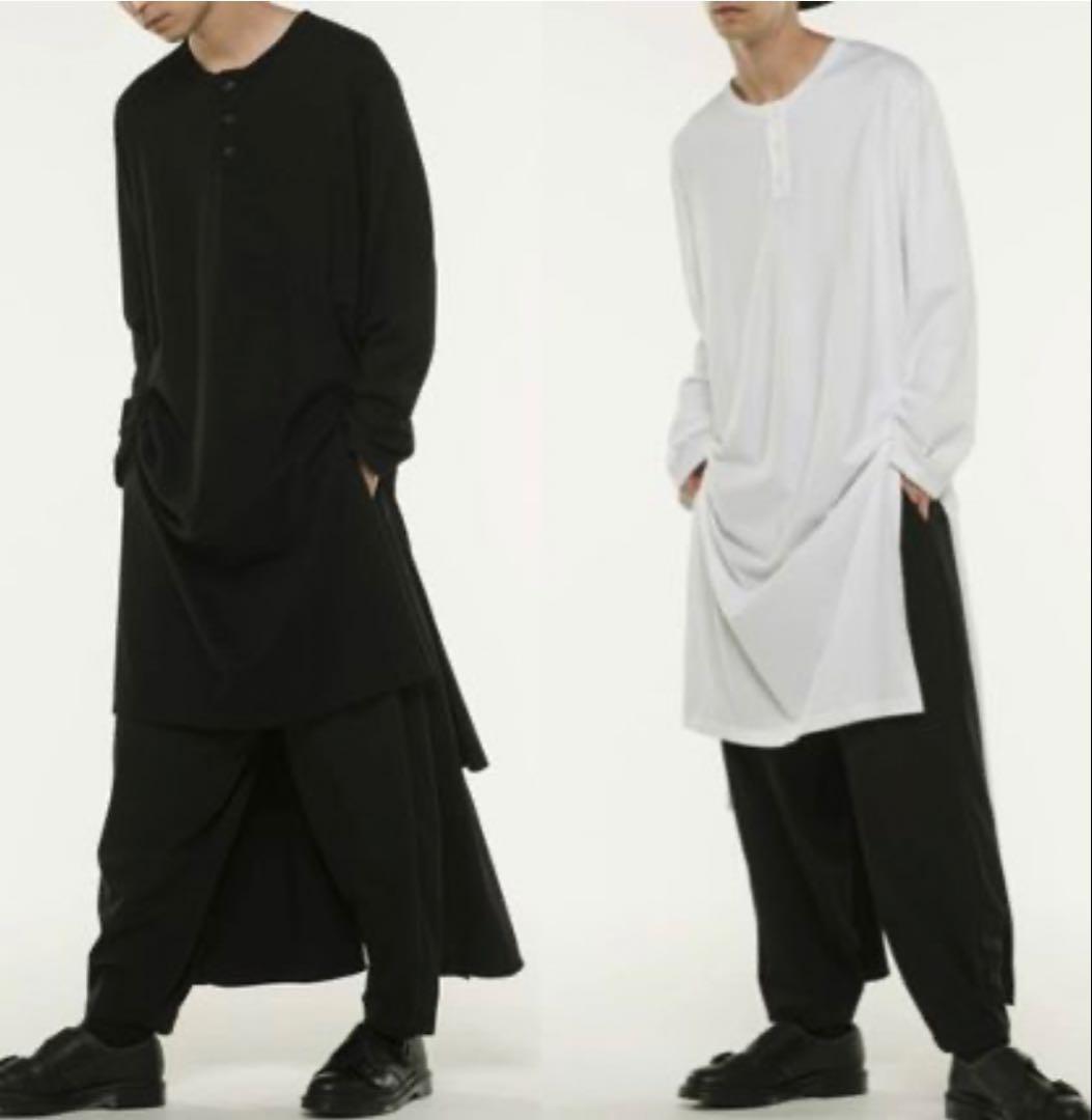 値下げ交渉可能　Yohji Yamamoto ヘンリーネックアシメトリーロンT