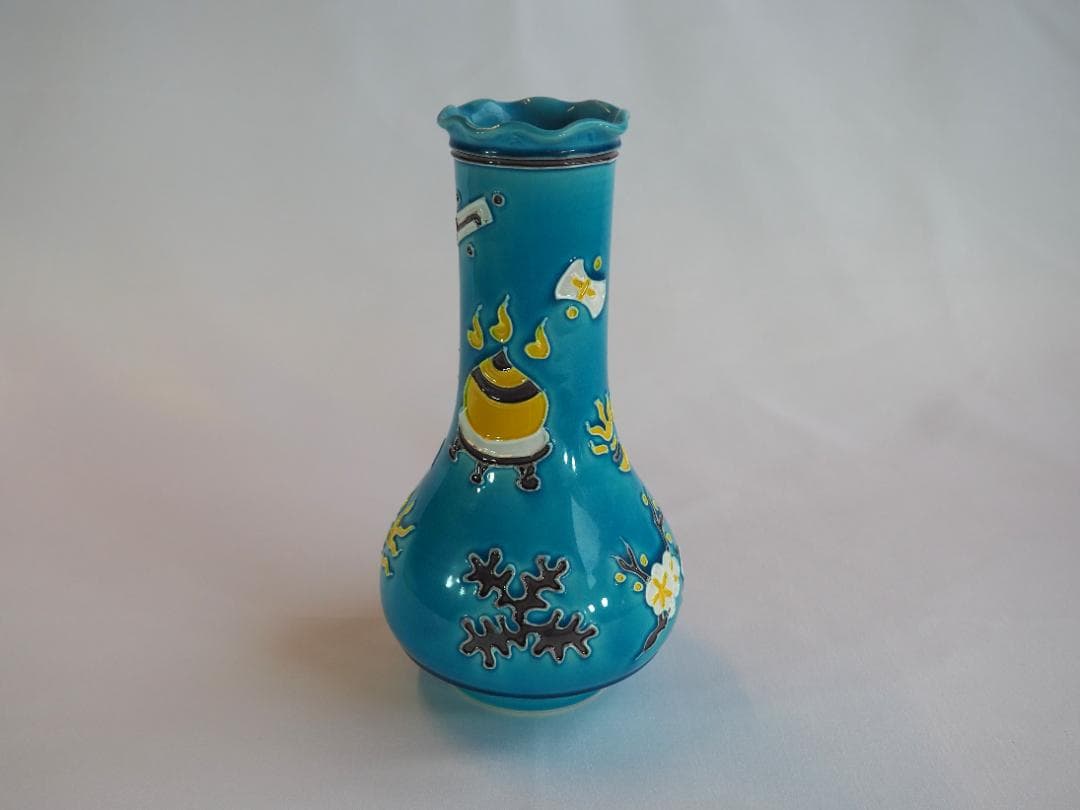 膳所焼（陽炎園） 岩崎新定造『交趾写宝尽し皆具』（共箱）