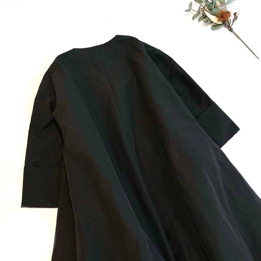 cygne シーニュ　Aラインボリュームフレアコート 黒　スプリングコート