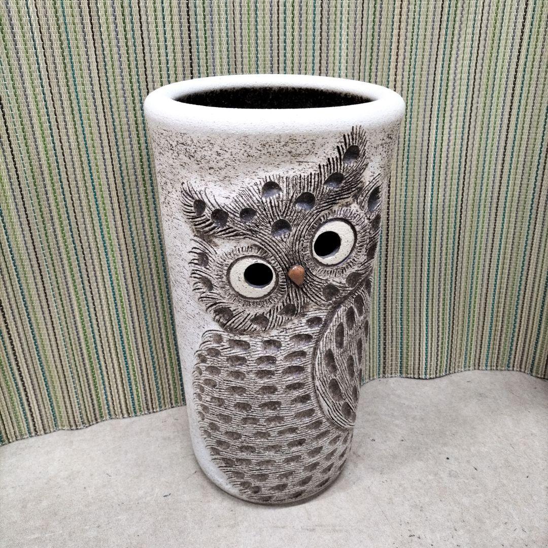 ふくろう　陶器製傘立て　48cm