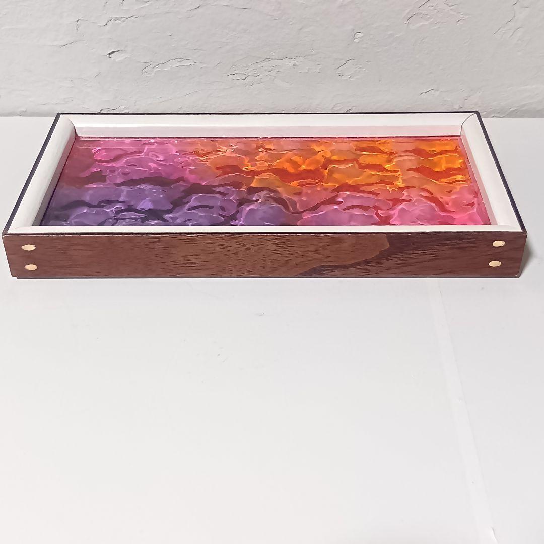 【1206】オーシャンアート　ウッドレジン　トレー（大）波紋　　インテリア　雑貨