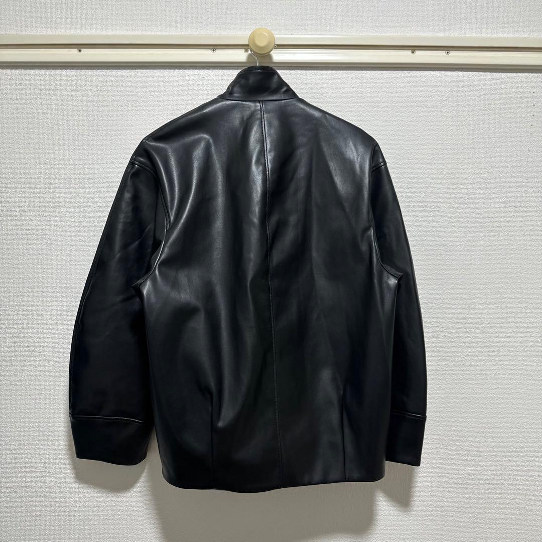 1回着 noble フェイクレザースタンドカラーコクーンブルゾン