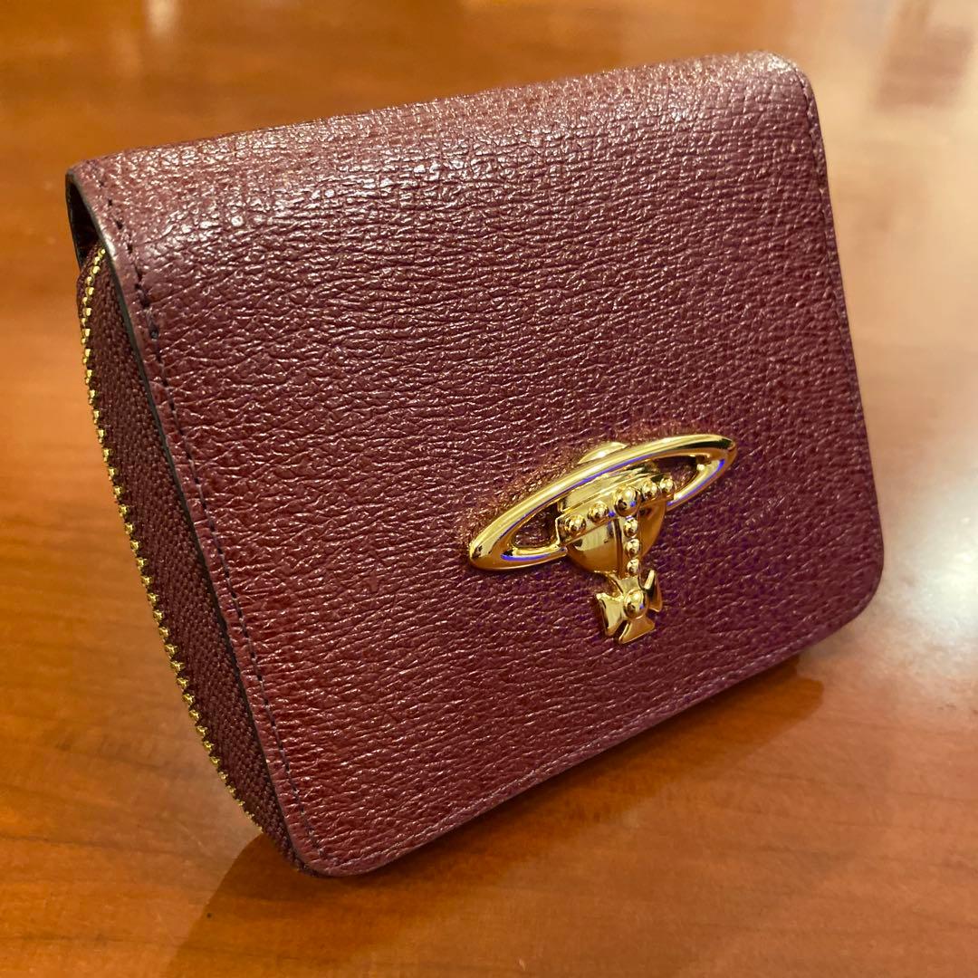【極美品】ヴィヴィアン ニつ折り財布　金オーブ　エグゼクティブ　ボルドー　赤