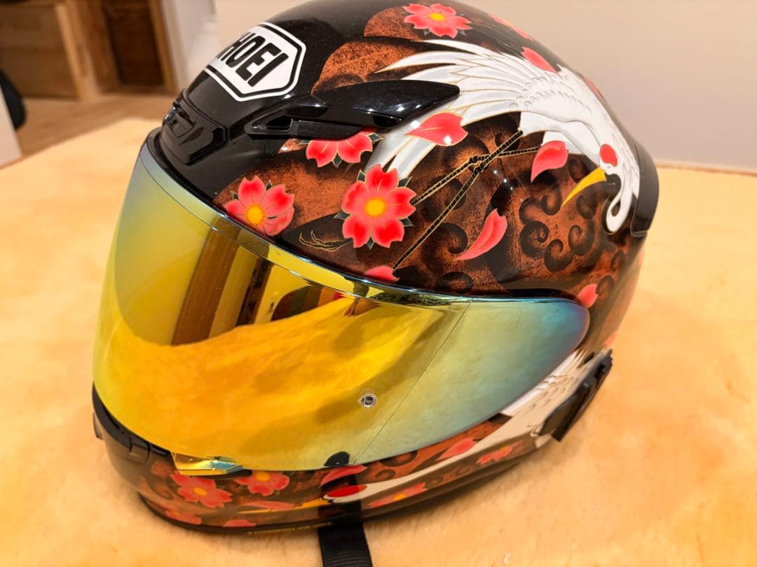 SHOEI フルフェイスヘルメット 鶴と花デザイン